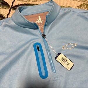 johnnie-O Chevrolet Men’s Performance 1/4 Zip Vest Blue Quarter-Zip Pullover NEW